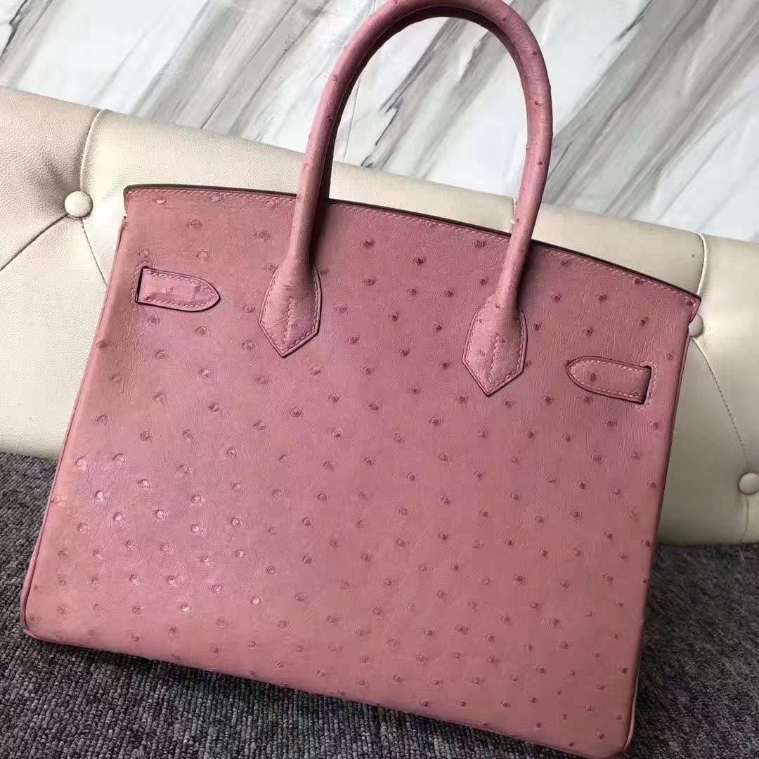 Hermès（爱马仕）Birkin 铂金包 Ostrich kk 鸵鸟 3C 陶瓷粉 金扣 顶级手缝 30cm 现货