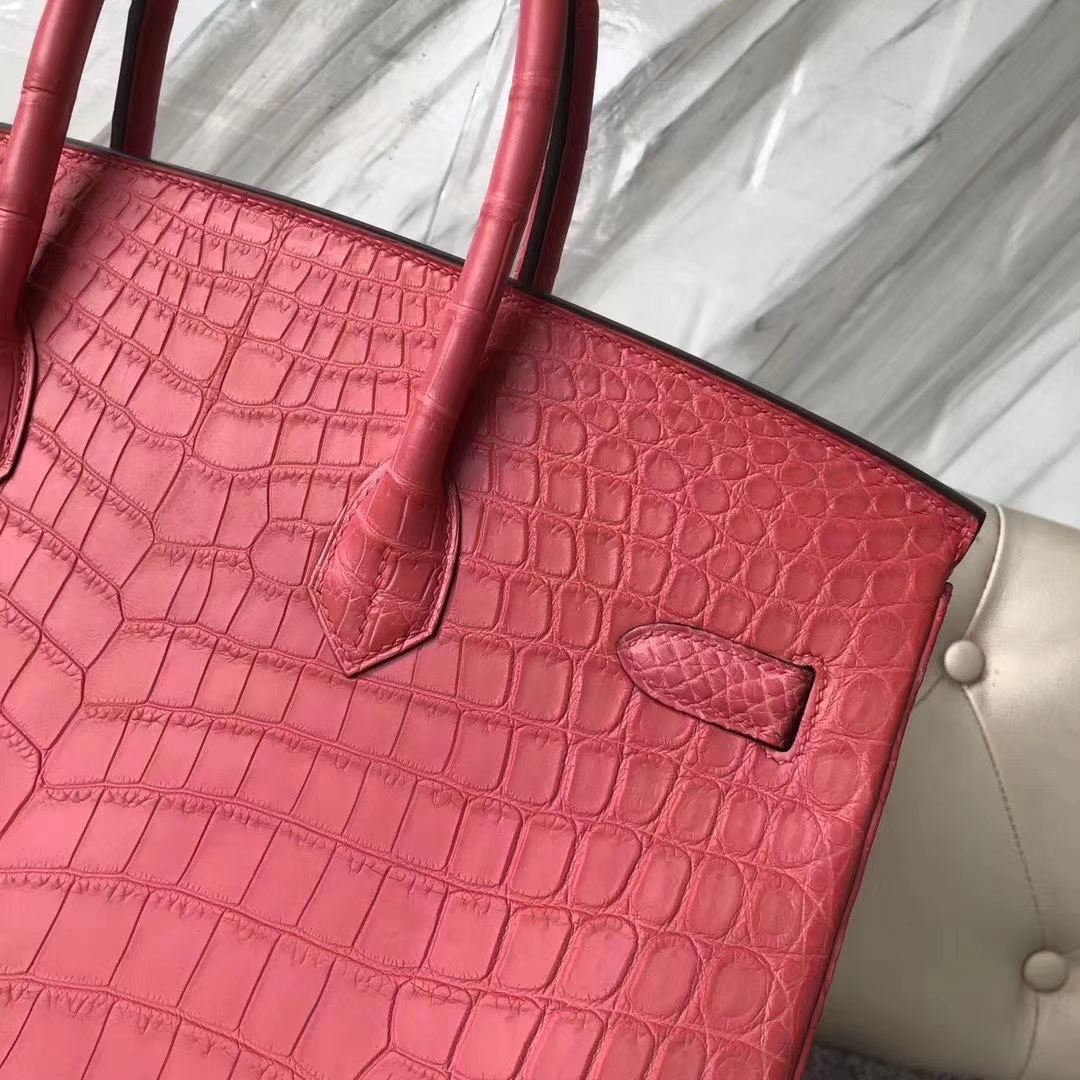 Hermès（爱马仕）Birkin 铂金包 雾面鳄鱼 A5 杜鹃红 金扣 顶级手缝 35cm 现货