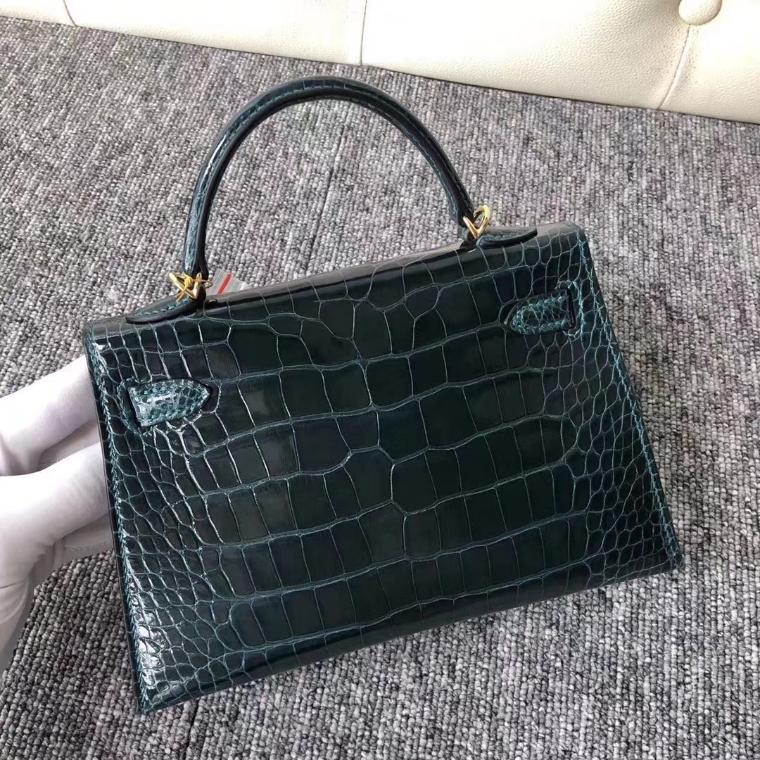 Hermès（爱马仕）Mini Kelly 迷你凯莉 6O松柏绿 蜡线全手工 金扣 2代 19cm
