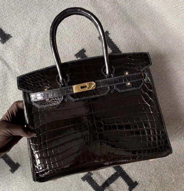 Hermès（爱马仕）Birkin 铂金包 黑色 金扣 30cm