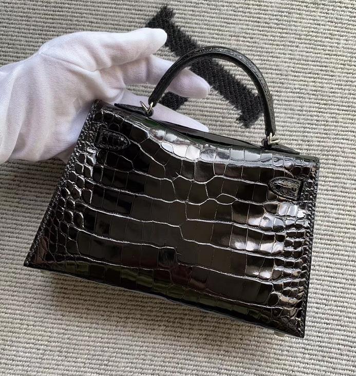Hermès(爱马仕)Mini Kelly 迷你凯莉 美洲黑 银扣 2代-拉尔森鳄鱼皮具定制 - 爱马仕包包官网 Hermès(爱马仕)Mini Kelly 迷你凯莉 美洲黑 银扣 2代