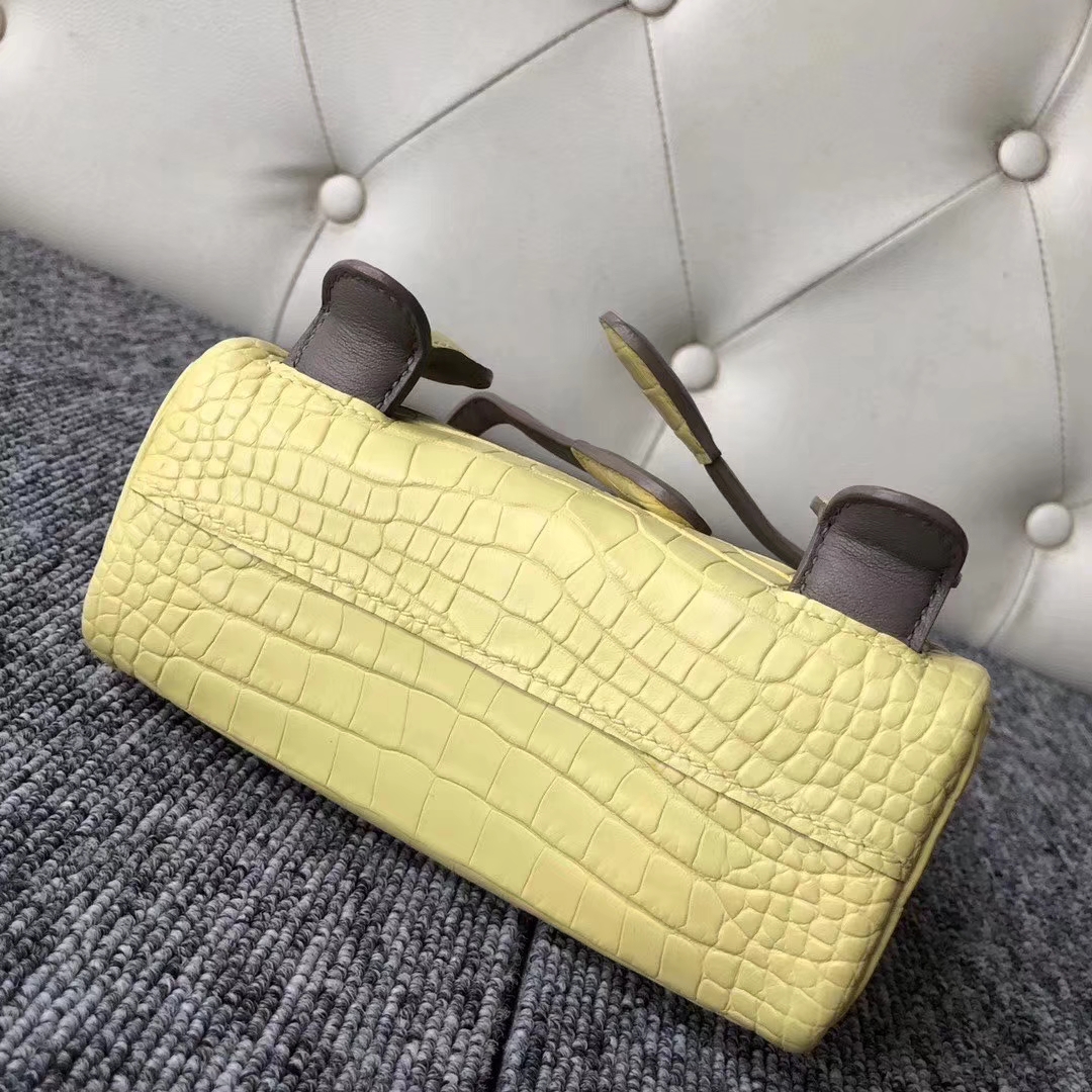 Hermès（爱马仕）Kelly doll Alligator matt 雾面鳄鱼 9R 柠檬黄 银扣