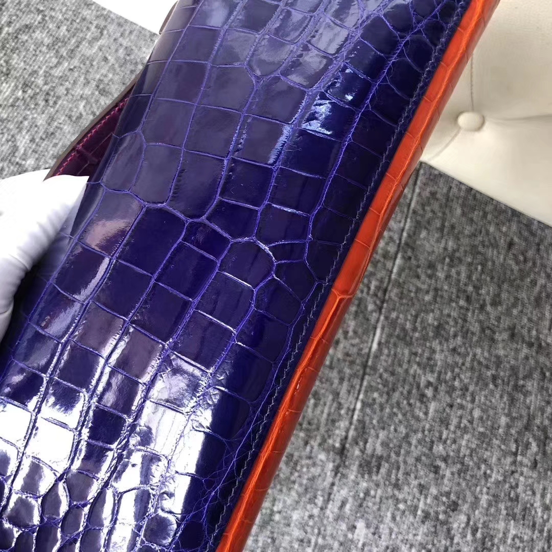 Hermès（爱马仕）Kelly cut 31cm Crocodile shiny 多拼色 银扣