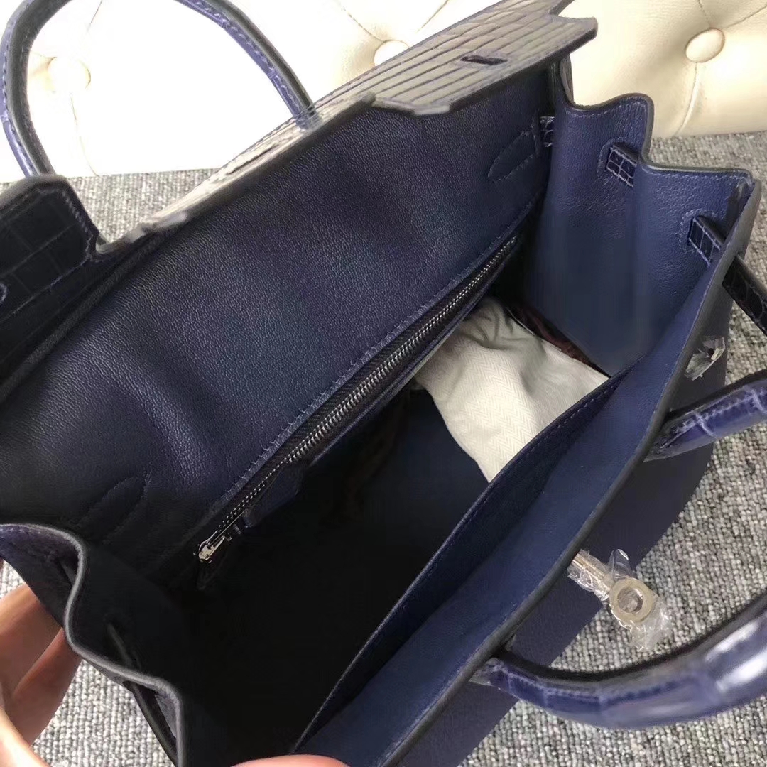 Hermès（爱马仕）Birkin 铂金包 黑色 拼 深蓝色 touch 系列 25cm