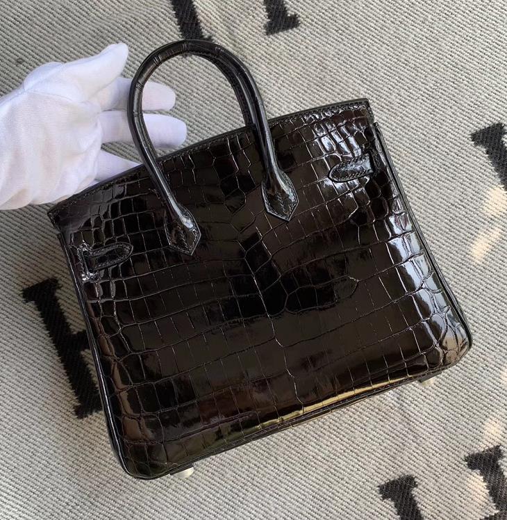 Hermès(爱马仕)Birkin 铂金包 黑色 银扣 25cm-拉尔森鳄鱼皮具定制 - 爱马仕包包官网 Hermès(爱马仕)Birkin 铂金包 黑色 银扣 25cm