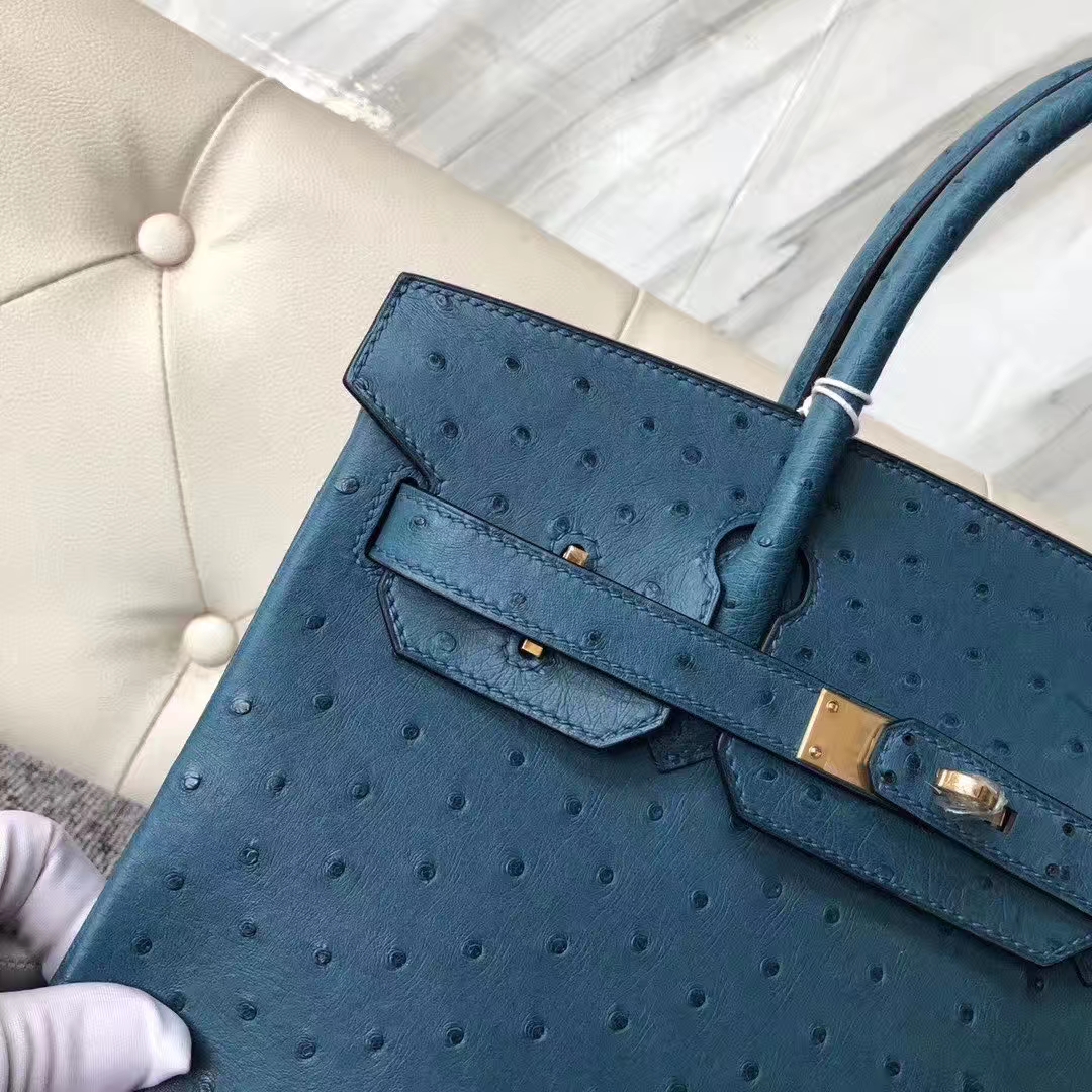 Hermès(爱马仕)Birkin 铂金包 Ostrich kk 鸵鸟 7C 珊瑚蓝 金扣 顶级手缝 30cm 现货-拉尔森鳄鱼皮具定制 - 爱马仕包包官网 Hermès(爱马仕)Birkin 铂金包 Ostrich kk 鸵鸟 7C 珊瑚蓝 金扣 顶级手缝 30cm 现货