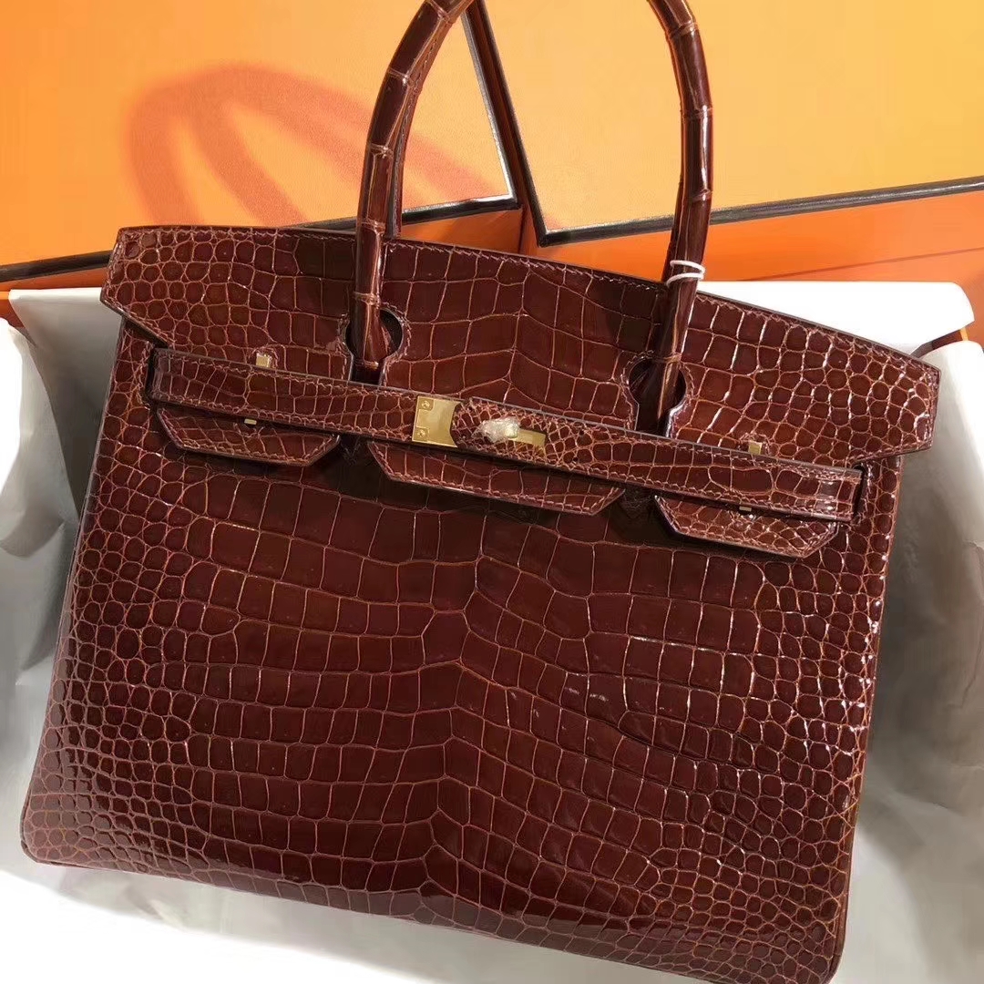 Hermès（爱马仕）Birkin 铂金包 30cm 亮面澳洲湾鳄 ck31 蜜糖棕 Miel 金扣 顶级手缝 现货