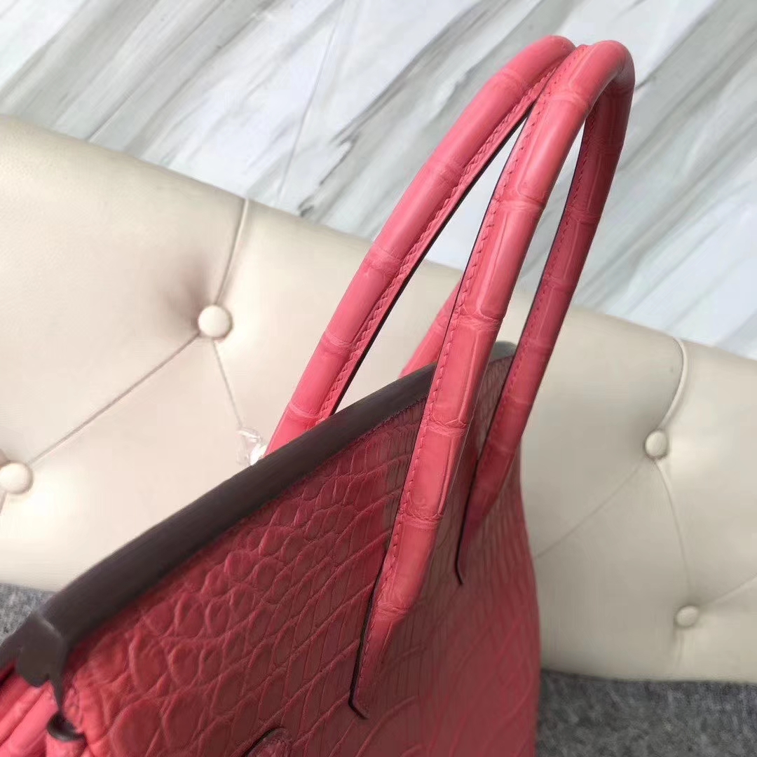 Hermès（爱马仕）Birkin 铂金包 雾面鳄鱼 A5 杜鹃红 金扣 顶级手缝 35cm 现货