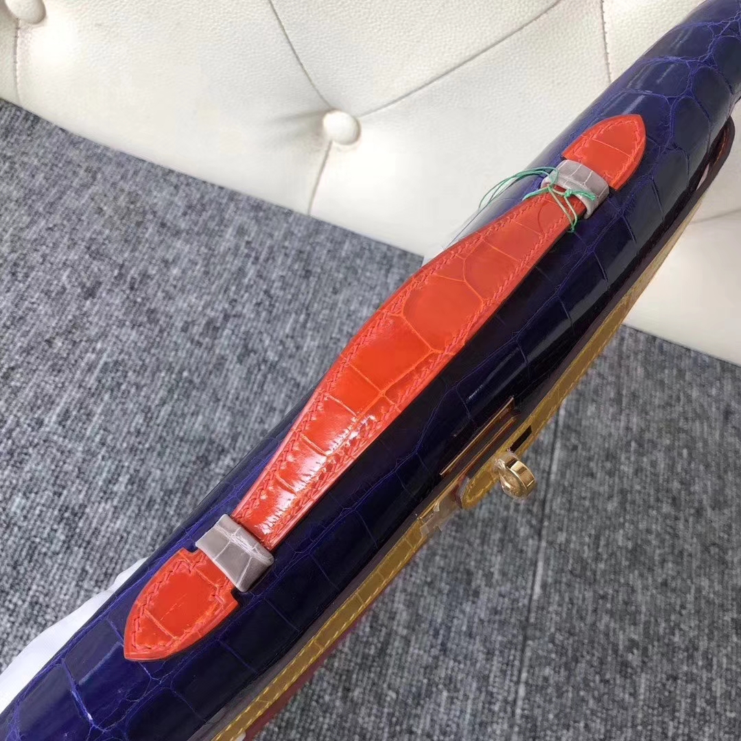 Hermès（爱马仕）Kelly cut 31cm Crocodile shiny 多拼色 银扣