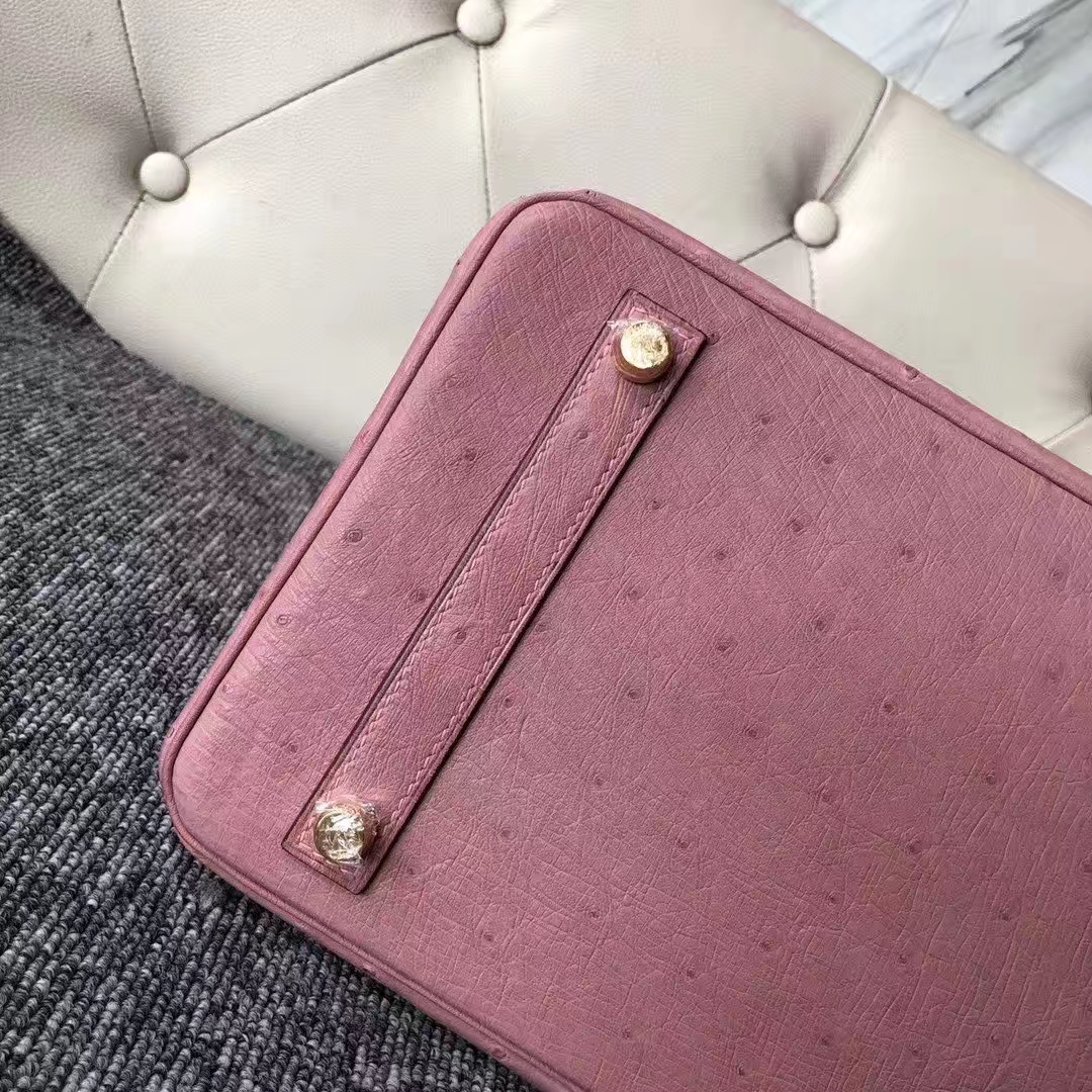 Hermès（爱马仕）Birkin 铂金包 Ostrich kk 鸵鸟 3C 陶瓷粉 金扣 顶级手缝 30cm 现货