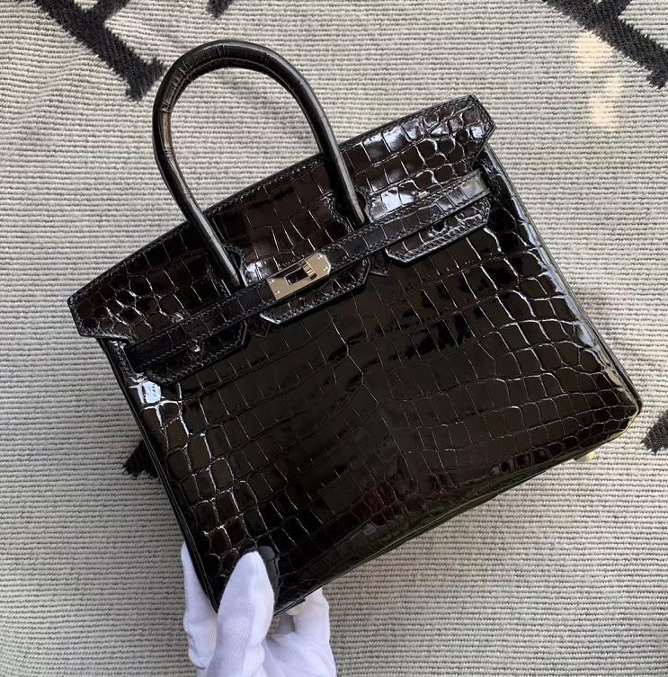Hermès（爱马仕）Birkin 铂金包 黑色 银扣 25cm
