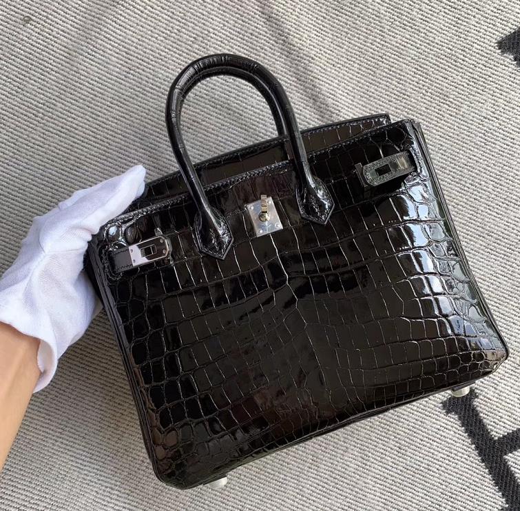 Hermès（爱马仕）Birkin 铂金包 黑色 银扣 25cm