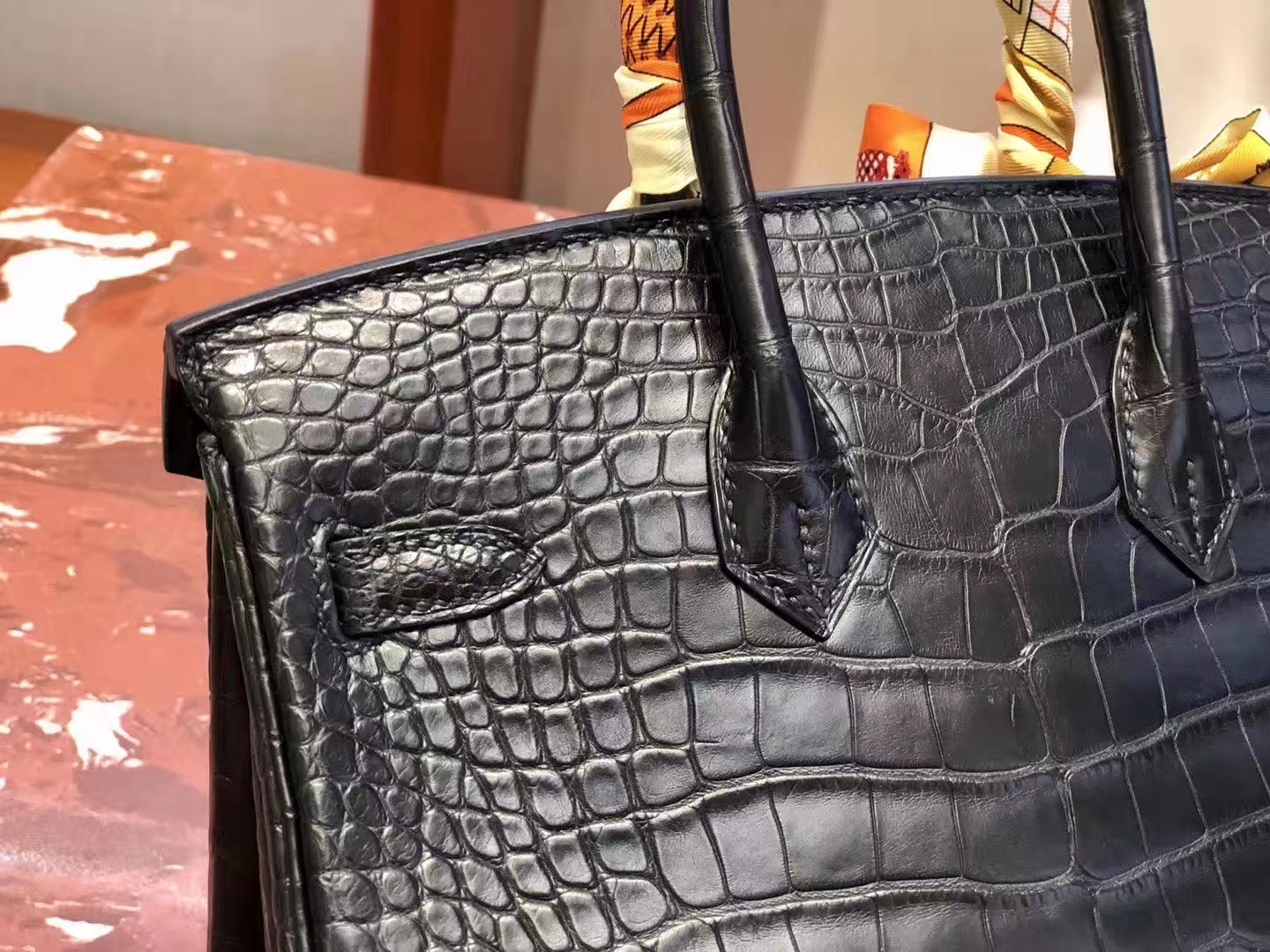 Hermès（爱马仕）Birkin 铂金包 雾面美洲鳄 ck89黑色 蜡线全手工 金扣 25cm