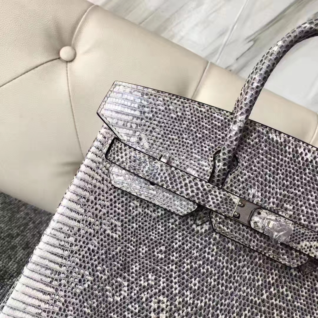 Hermès(爱马仕)Birkin 铂金包 Lizard 进口亮面蜥蜴 小喜马拉雅色 原色 银扣 25cm-拉尔森鳄鱼皮具定制 - 爱马仕包包官网 Hermès(爱马仕)Birkin 铂金包 Lizard 进口亮面蜥蜴 小喜马拉雅色 原色 银扣 25cm