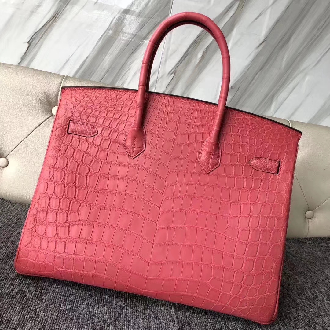 Hermès（爱马仕）Birkin 铂金包 雾面鳄鱼 A5 杜鹃红 金扣 顶级手缝 35cm 现货