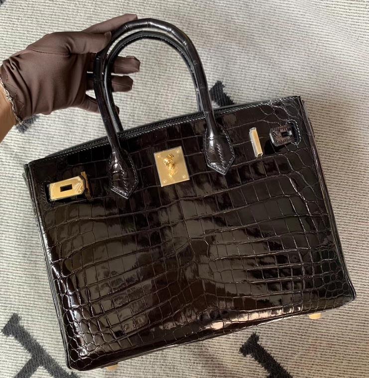 Hermès(爱马仕)Birkin 铂金包 黑色 金扣 30cm-拉尔森鳄鱼皮具定制 - 爱马仕包包官网 Hermès(爱马仕)Birkin 铂金包 黑色 金扣 30cm