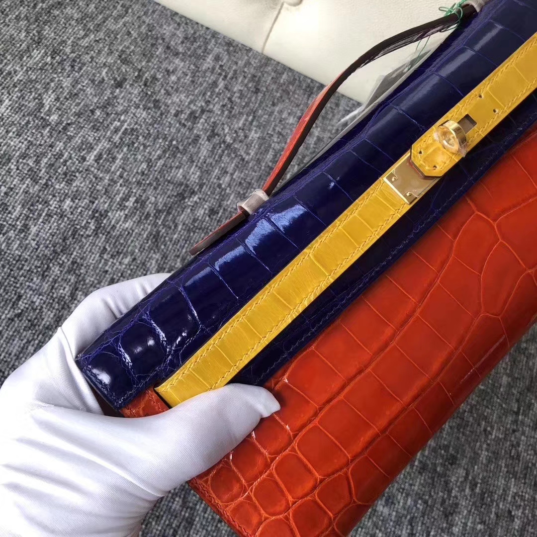 Hermès(爱马仕)Kelly cut 31cm Crocodile shiny 多拼色 银扣-拉尔森鳄鱼皮具定制 - 爱马仕包包官网 Hermès(爱马仕)Kelly cut 31cm Crocodile shiny 多拼色 银扣
