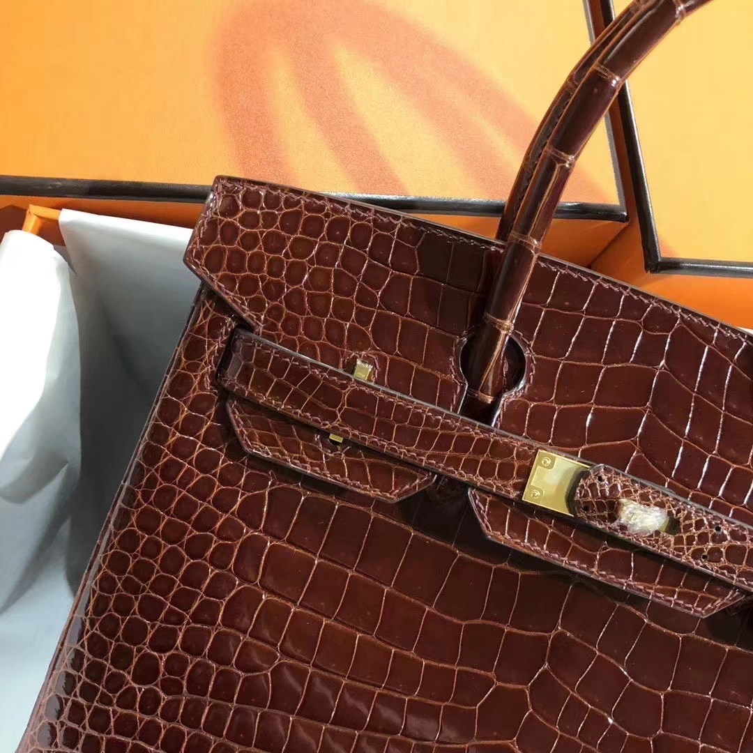 Hermès(爱马仕)Birkin 铂金包 30cm 亮面澳洲湾鳄 ck31 蜜糖棕 Miel 金扣 顶级手缝 现货-拉尔森鳄鱼皮具定制 - 爱马仕包包官网 Hermès(爱马仕)Birkin 铂金包 30cm 亮面澳洲湾鳄 ck31 蜜糖棕 Miel 金扣 顶级手缝 现货