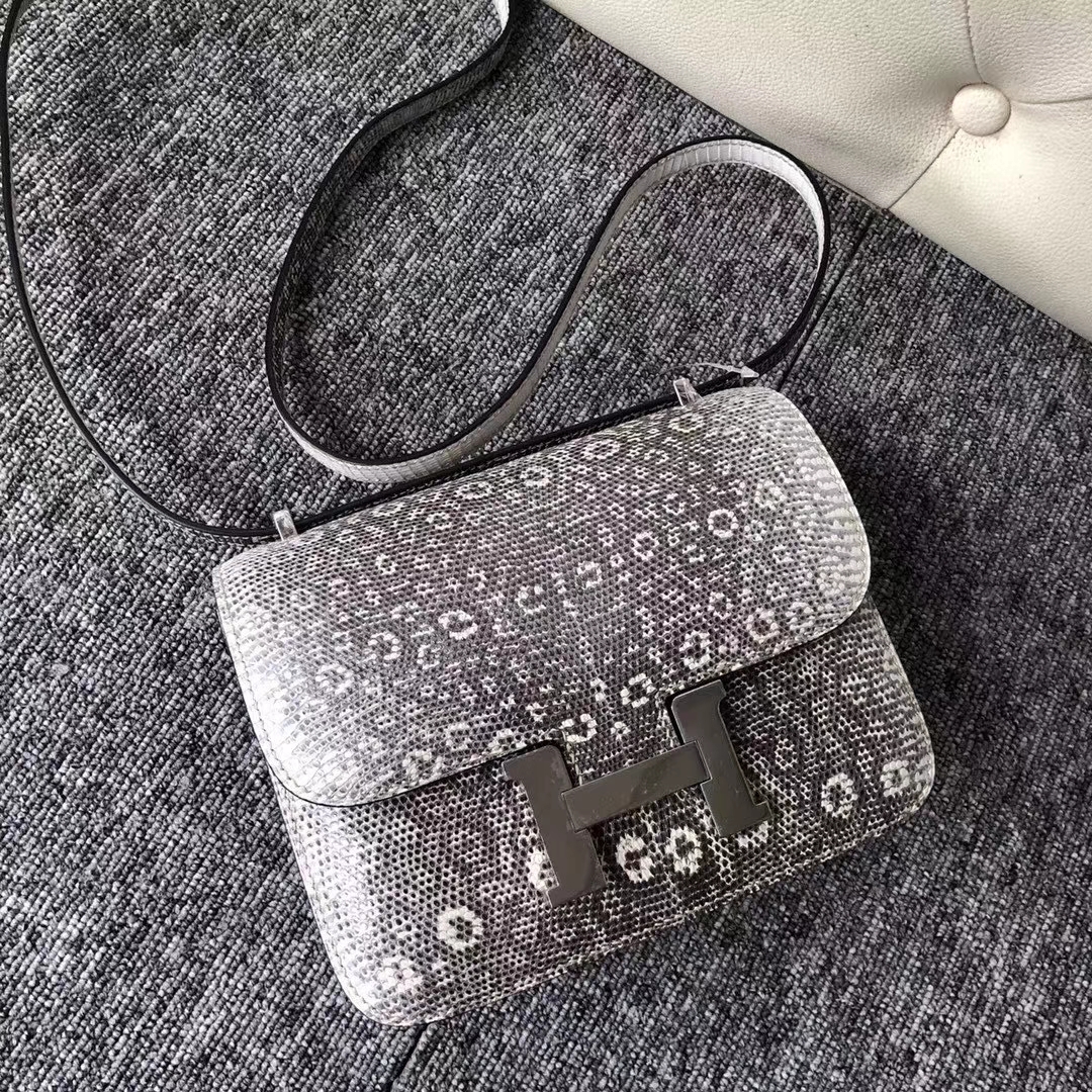 Hermès（爱马仕）Constance 空姐包 lizard 原厂御用亮面蜥蜴  喜马拉雅 银扣 19cm