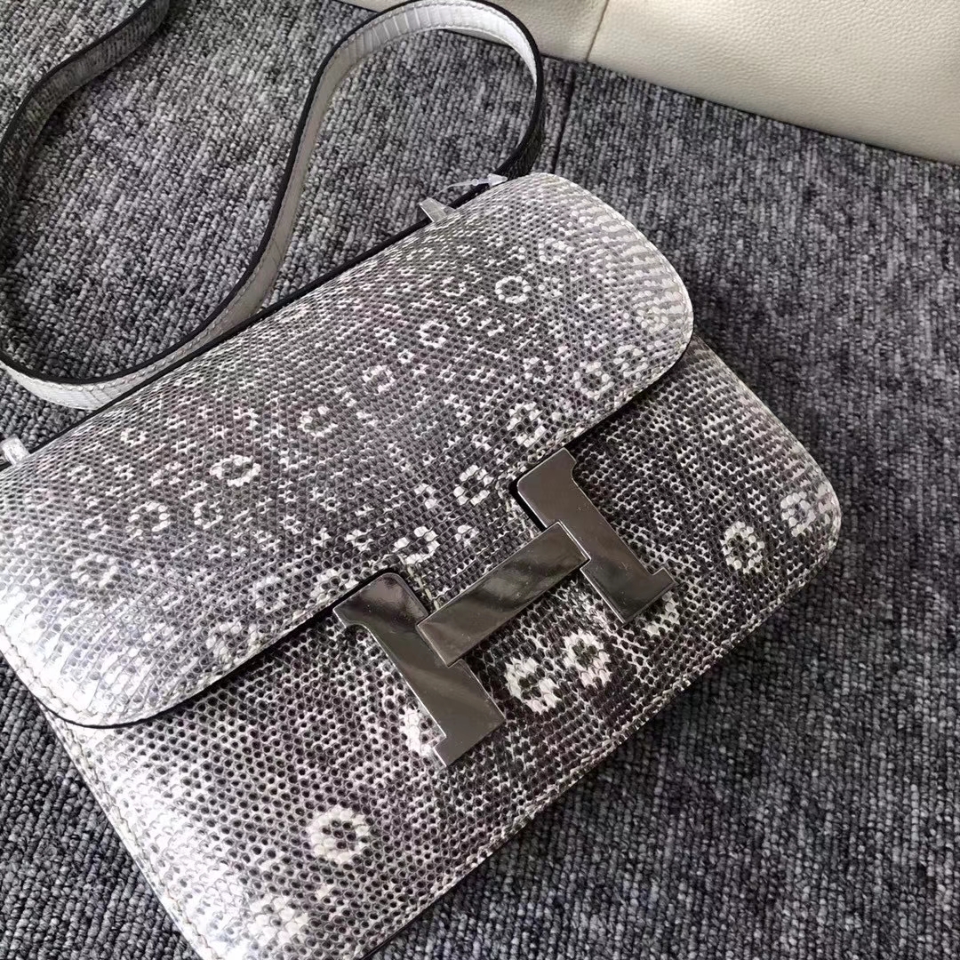 Hermès(爱马仕)Constance 空姐包 lizard 原厂御用亮面蜥蜴 喜马拉雅 银扣 19cm-拉尔森鳄鱼皮具定制 - 爱马仕包包官网 Hermès(爱马仕)Constance 空姐包 lizard 原厂御用亮面蜥蜴 喜马拉雅 银扣 19cm