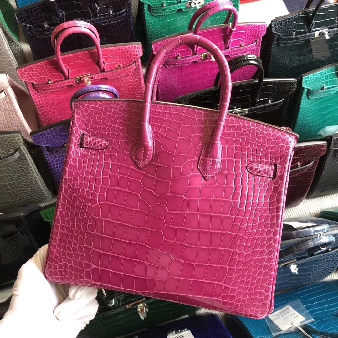 Hermès(爱马仕)Birkin 铂金包 亮面鳄鱼 J5 天方夜谭粉紫 金扣 银扣 25cm 现货-拉尔森鳄鱼皮具定制 - 爱马仕包包官网 Hermès(爱马仕)Birkin 铂金包 亮面鳄鱼 J5 天方夜谭粉紫 金扣 银扣 25cm 现货