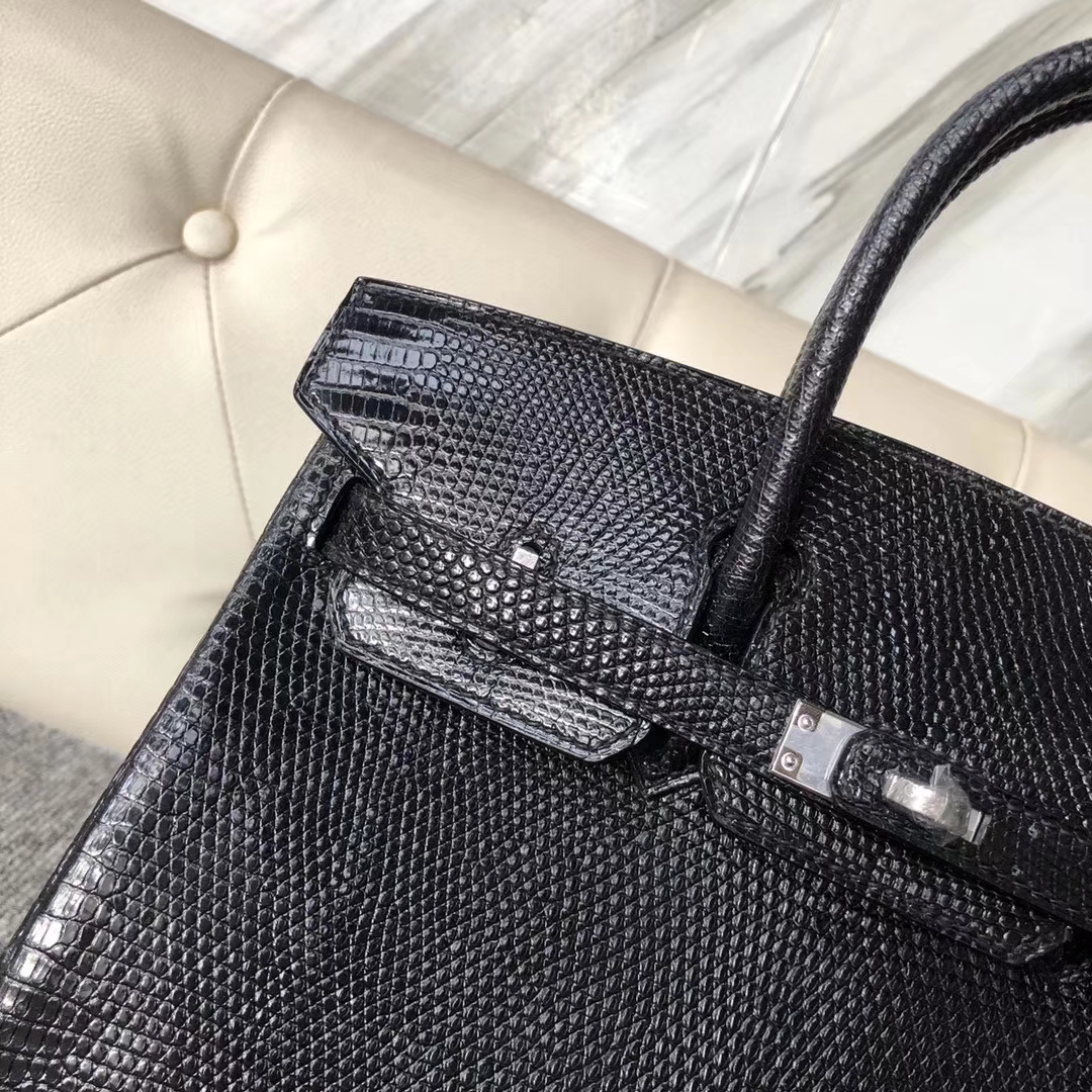 Hermès（爱马仕）Birkin 铂金包 lizard 进口亮面蜥蜴 ck89黑色 25cm 接受预定