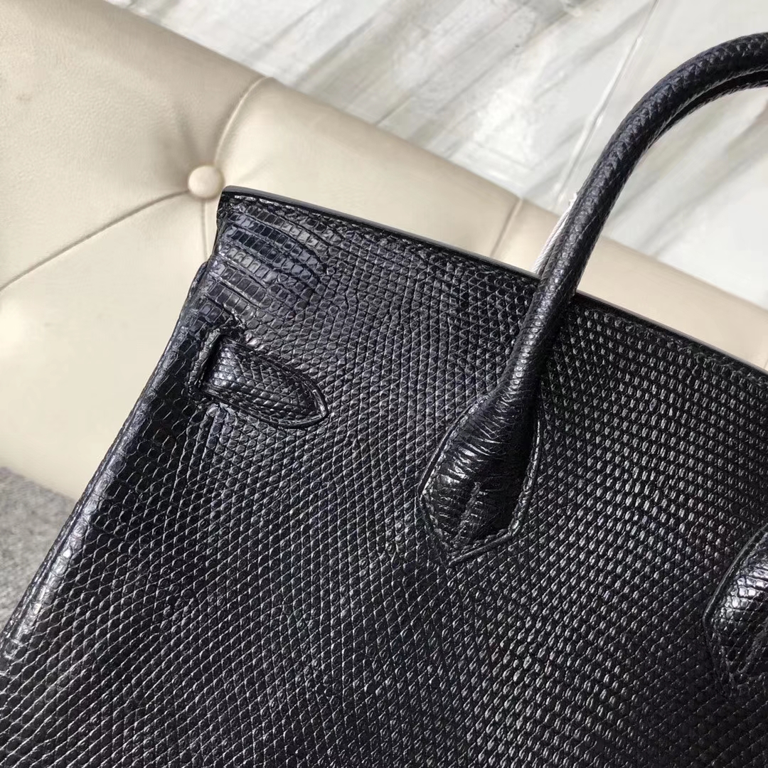 Hermès（爱马仕）Birkin 铂金包 lizard 进口亮面蜥蜴 ck89黑色 25cm 接受预定