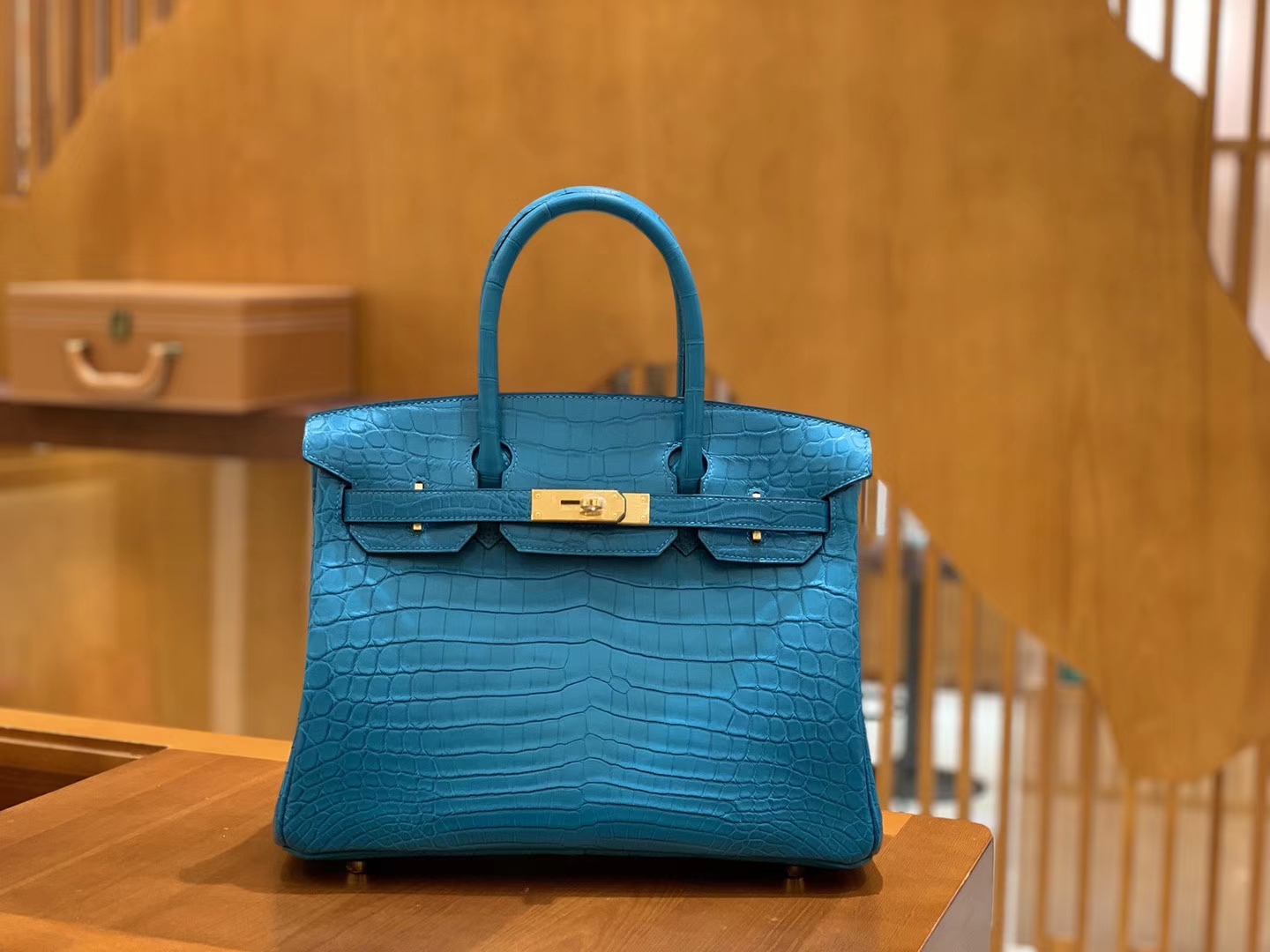 Hermès（爱马仕）Birkin 30cm 伊滋密迩蓝 金扣 尼罗 雾面 两点 鳄鱼皮 全手工
