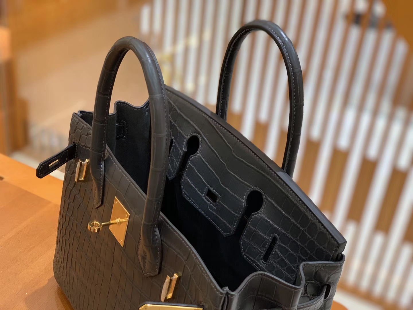 Hermès（爱马仕）Birkin 30cm 铁灰色 金扣 进口 哑光尼罗鳄鱼皮 全手工缝制