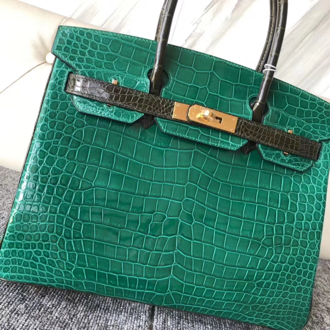 Hermès(爱马仕)Birkin 30cm Porosus shiny 澳洲湾鳄 6Q翡翠绿 6H 橄榄绿 金扣 马蹄印-拉尔森鳄鱼皮具定制 - 爱马仕包包官网 Hermès(爱马仕)Birkin 30cm Porosus shiny 澳洲湾鳄 6Q翡翠绿 6H 橄榄绿 金扣 马蹄印
