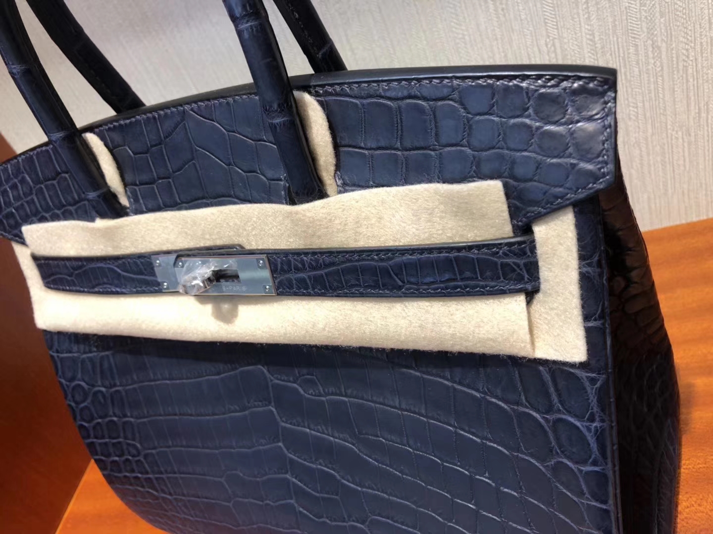 Hermès（爱马仕）Birkin 铂金包 Crocodile matt 雾面鳄鱼 73 深海蓝 银扣 30cm 顶级手缝