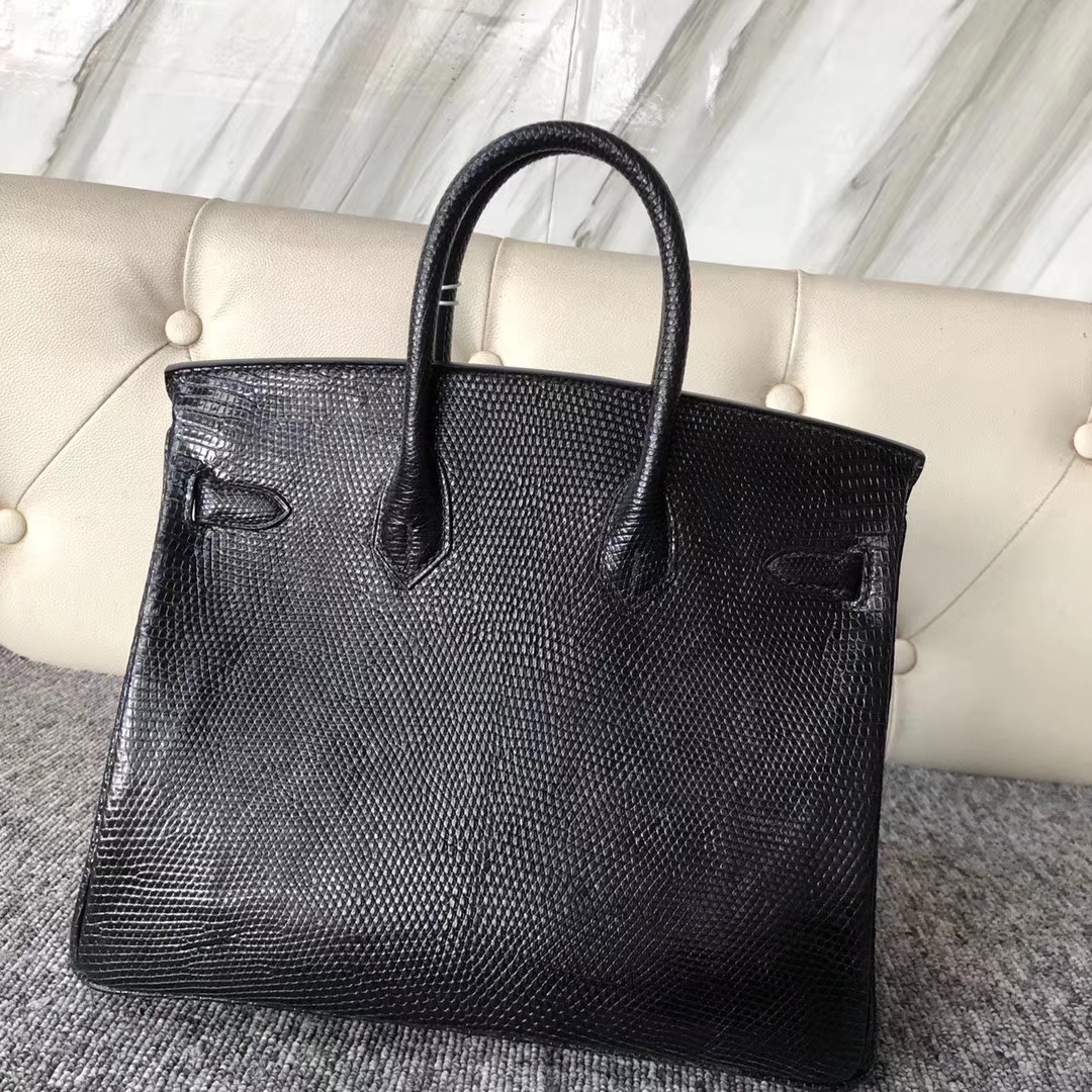 Hermès（爱马仕）Birkin 铂金包 lizard 进口亮面蜥蜴 ck89黑色 25cm 接受预定