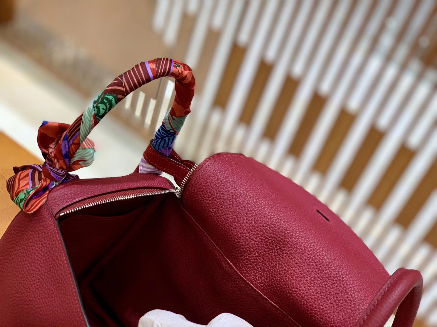 Hermès（爱马仕）Lindy 26cm 石榴红 银扣 鳄鱼皮拼togo 全手工缝制