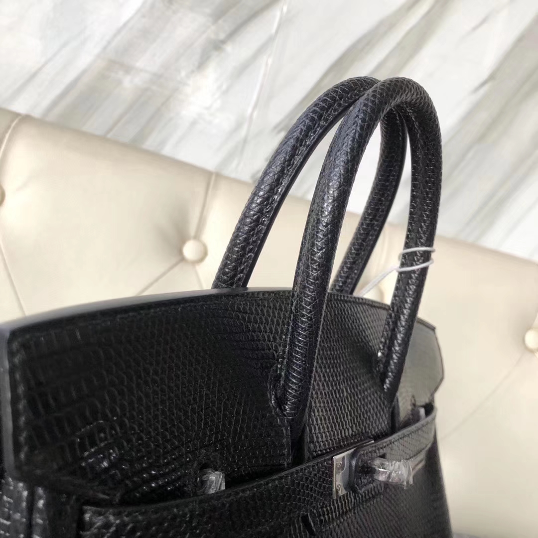 Hermès（爱马仕）Birkin 铂金包 lizard 进口亮面蜥蜴 ck89黑色 25cm 接受预定