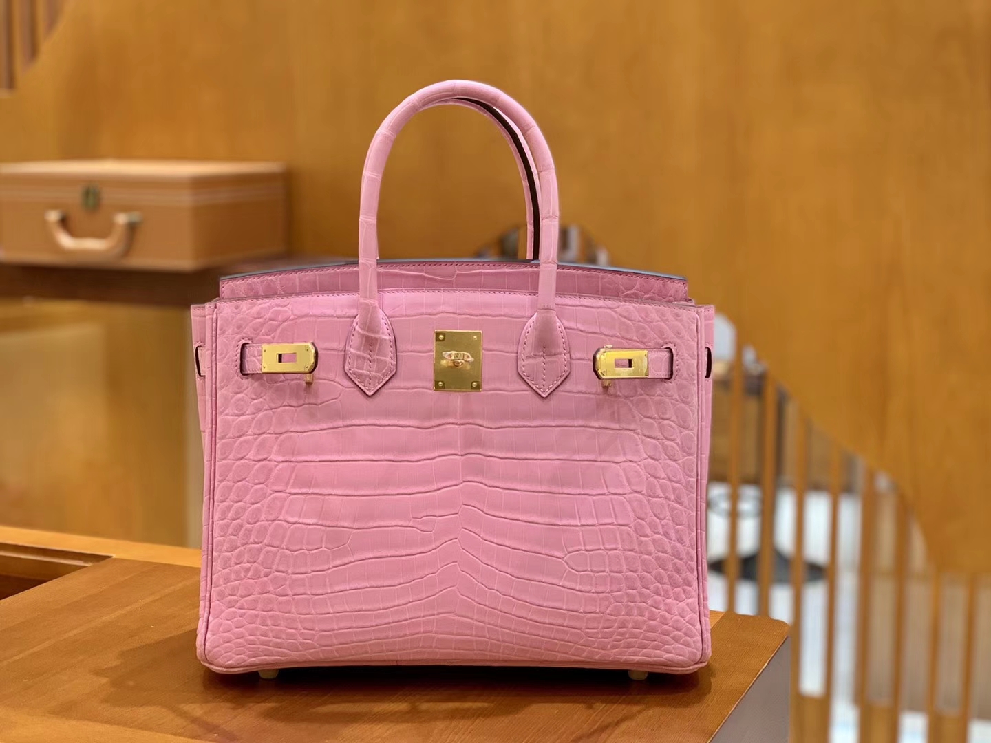 Hermès（爱马仕）Birkin 30cm 樱花粉 金扣 尼罗 两点 鳄鱼皮