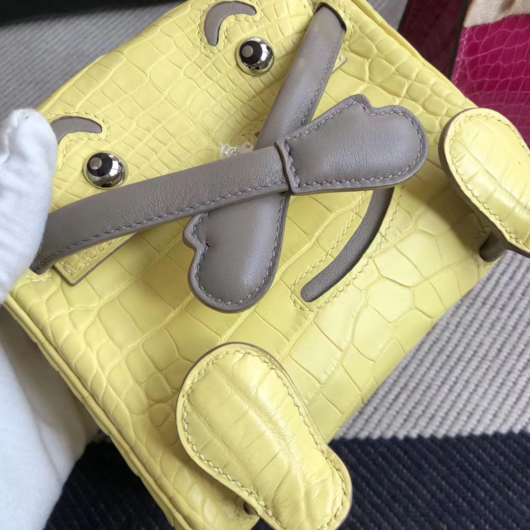 Hermès(爱马仕)Kelly doll Alligator matt 雾面 9R 柠檬黄 银扣 小可爱-拉尔森鳄鱼皮具定制 - 爱马仕包包官网 Hermès(爱马仕)Kelly doll Alligator matt 雾面 9R 柠檬黄 银扣 小可爱