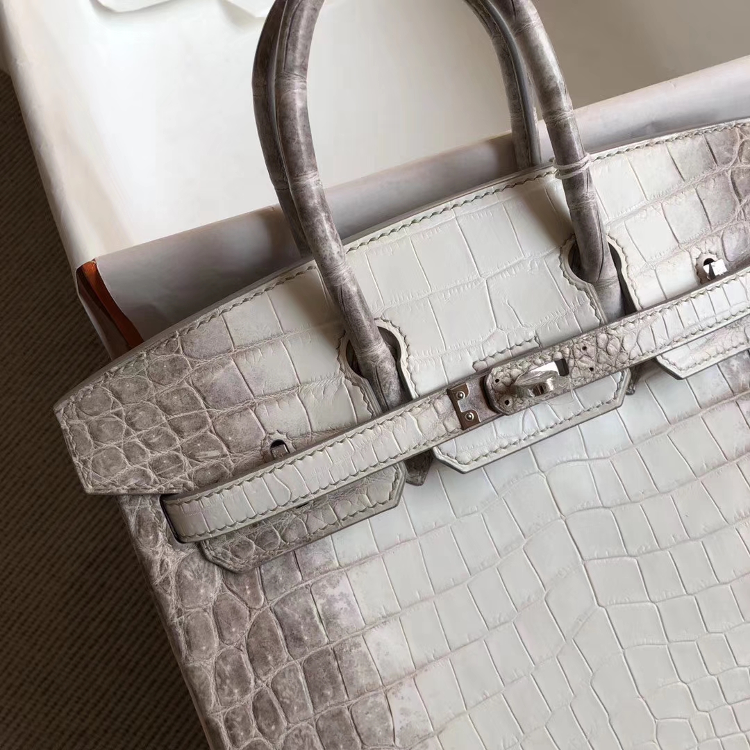 Hermès(爱马仕)Birkin 铂金包 Himalaya 喜马拉雅 银扣 25cm 顶级手缝 包中皇后 现货-拉尔森鳄鱼皮具定制 - 爱马仕包包官网 Hermès(爱马仕)Birkin 铂金包 Himalaya 喜马拉雅 银扣 25cm 顶级手缝 包中皇后 现货