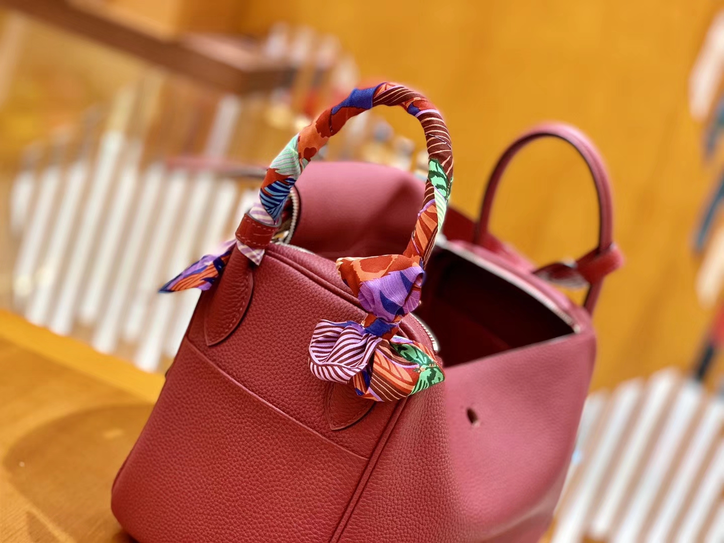 Hermès（爱马仕）Lindy 26cm 石榴红 银扣 鳄鱼皮拼togo 全手工缝制