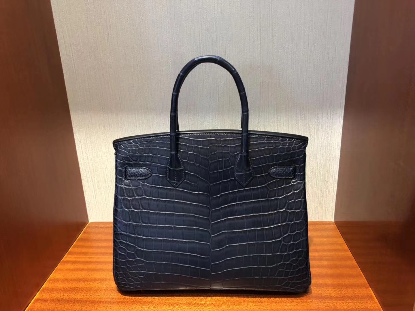 Hermès（爱马仕）Birkin 铂金包 Crocodile matt 雾面鳄鱼 73 深海蓝 银扣 30cm 顶级手缝