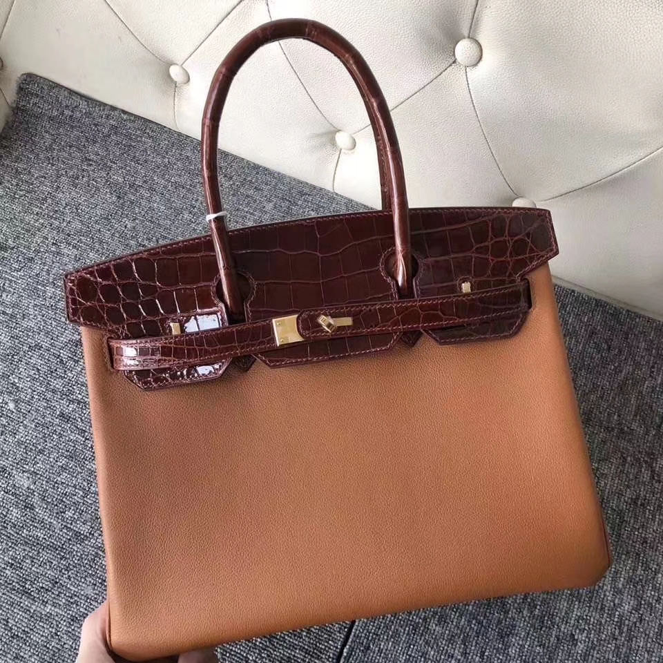 Hermès（爱马仕）Birkin 30cm Evecolor ck37 金棕色 鳄鱼蜜糖棕 金扣