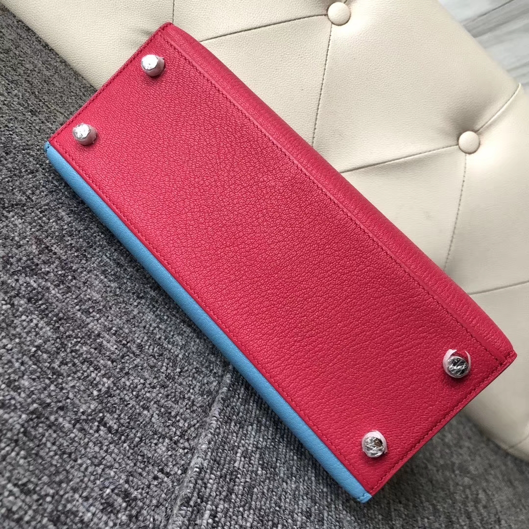 Hermès（爱马仕）Kelly 凯莉包 山羊皮 三拼色 银扣 25cm 定制