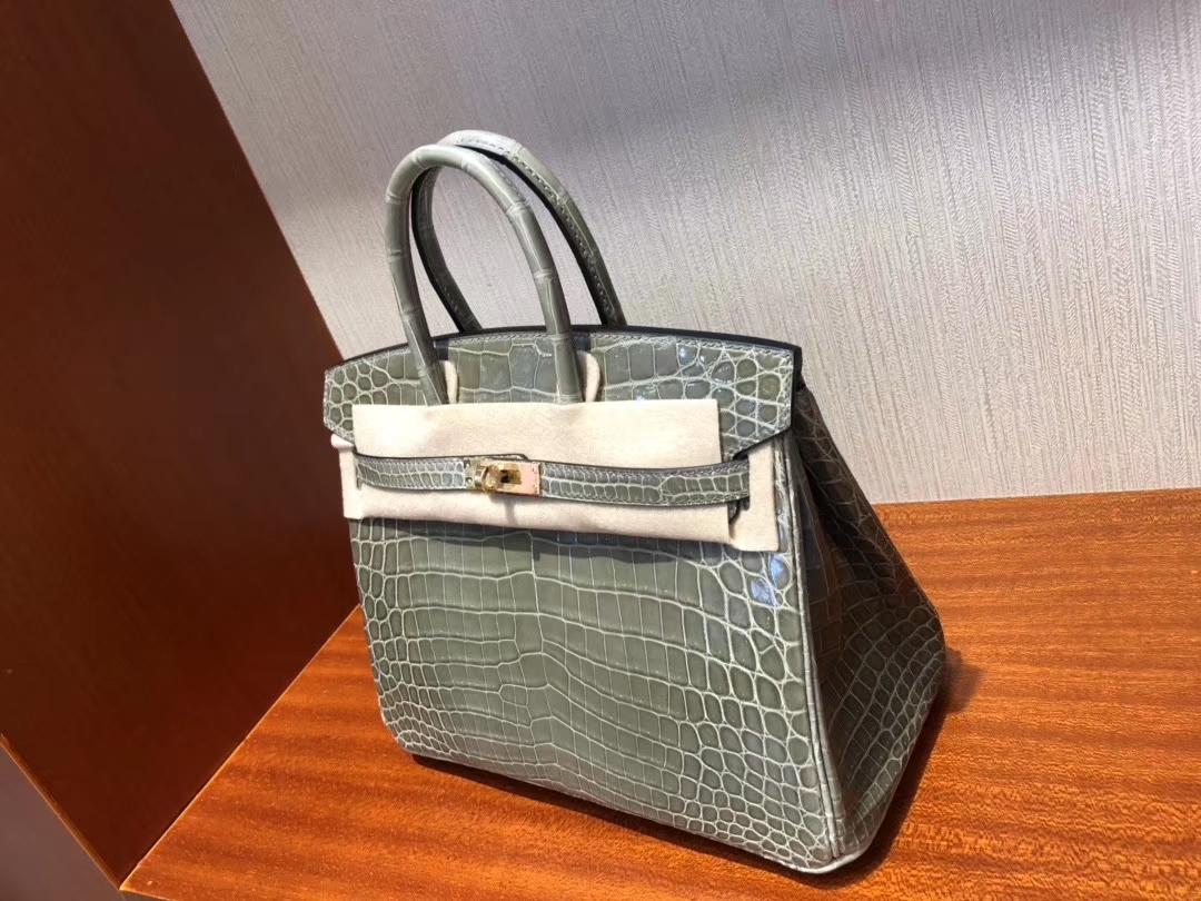 Hermès(爱马仕)Birkin 铂金包 Crocodile shiny 亮面鳄鱼 ck81 斑鸠灰 金扣 25cm-拉尔森鳄鱼皮具定制 - 爱马仕包包官网 Hermès(爱马仕)Birkin 铂金包 Crocodile shiny 亮面鳄鱼 ck81 斑鸠灰 金扣 25cm