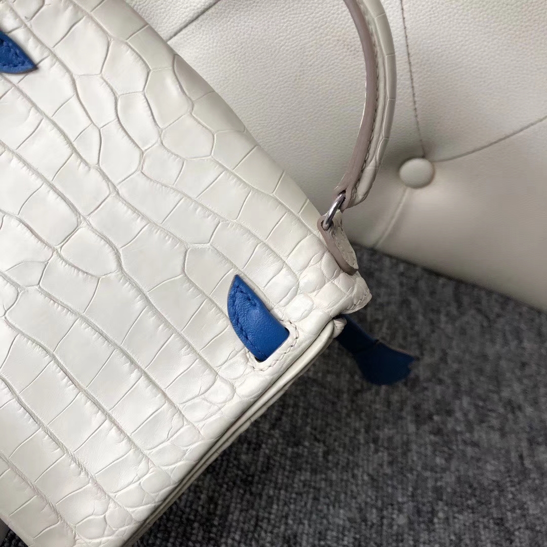 Hermès（爱马仕）Kelly doll 8L 奶油白Beton希腊蓝 银扣 小可爱