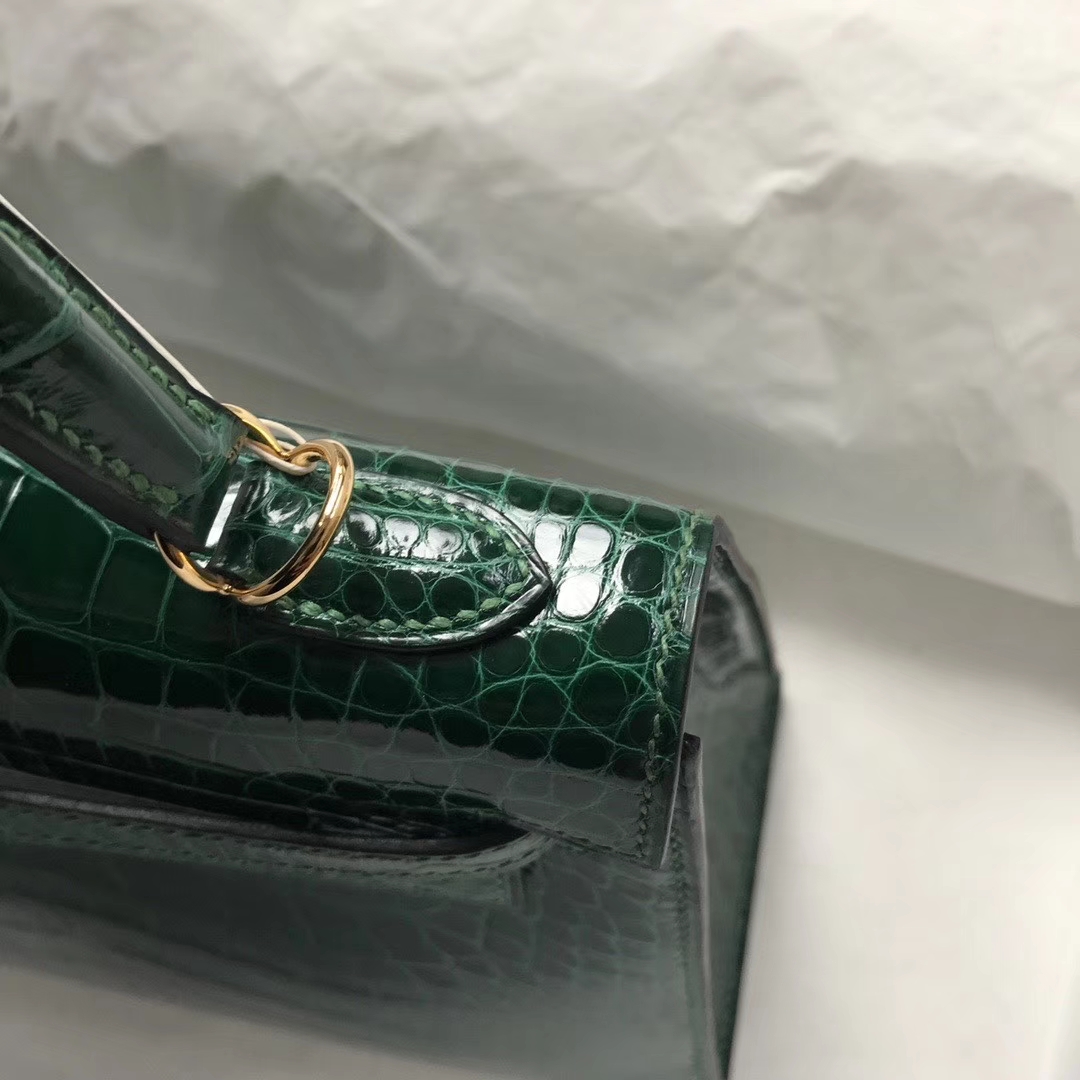 Hermès（爱马仕）Kelly 25cm Alligator shiny 亮面鳄鱼 ck67 祖母绿 金扣 顶级手缝 现货