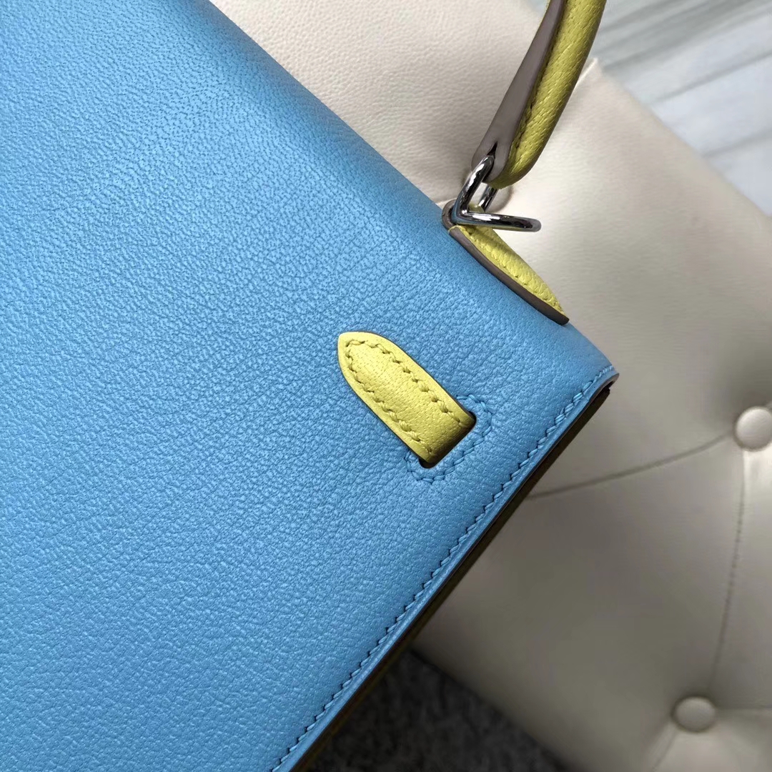 Hermès（爱马仕）Kelly 凯莉包 山羊皮 三拼色 银扣 25cm 定制
