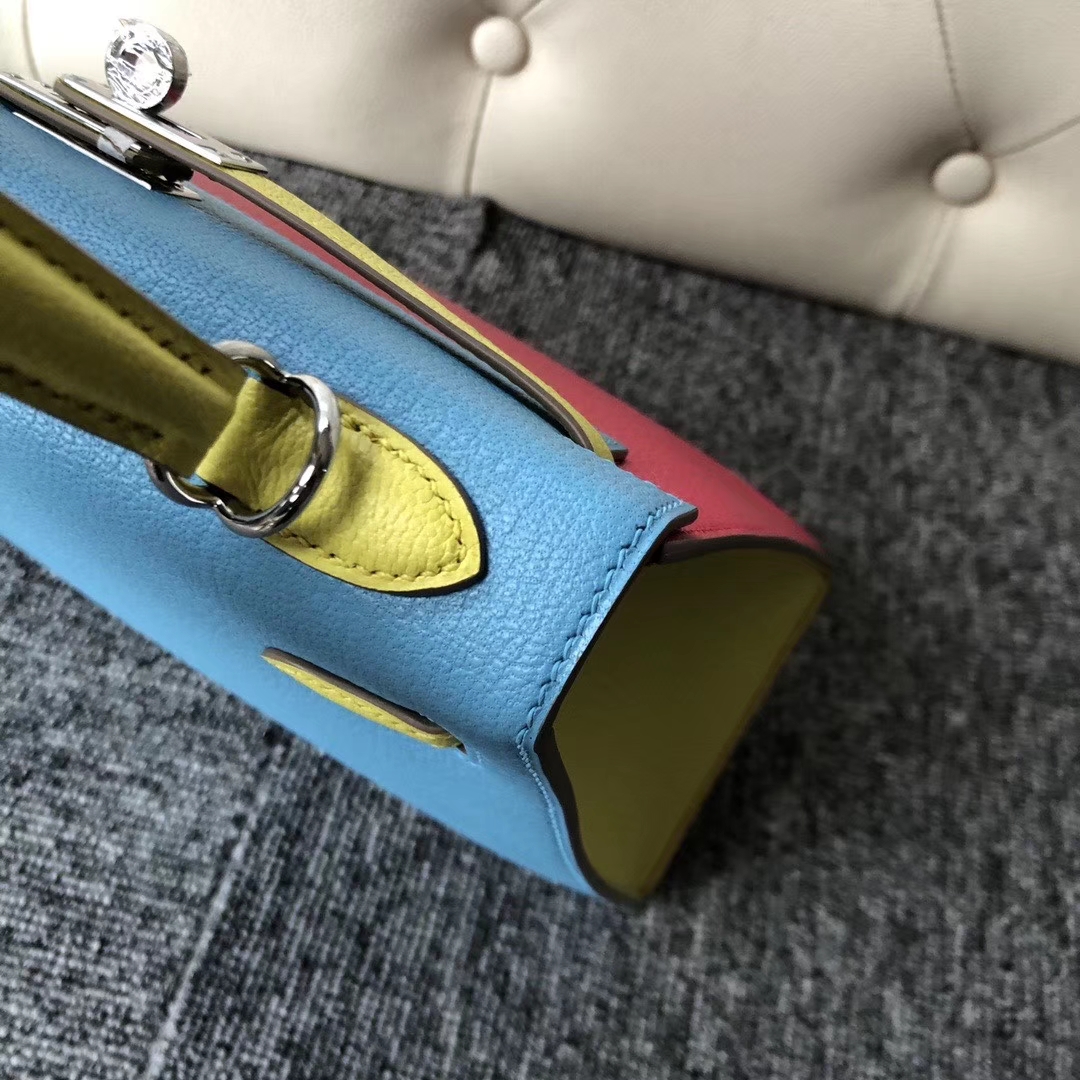 Hermès（爱马仕）Kelly 凯莉包 山羊皮 三拼色 银扣 25cm 定制