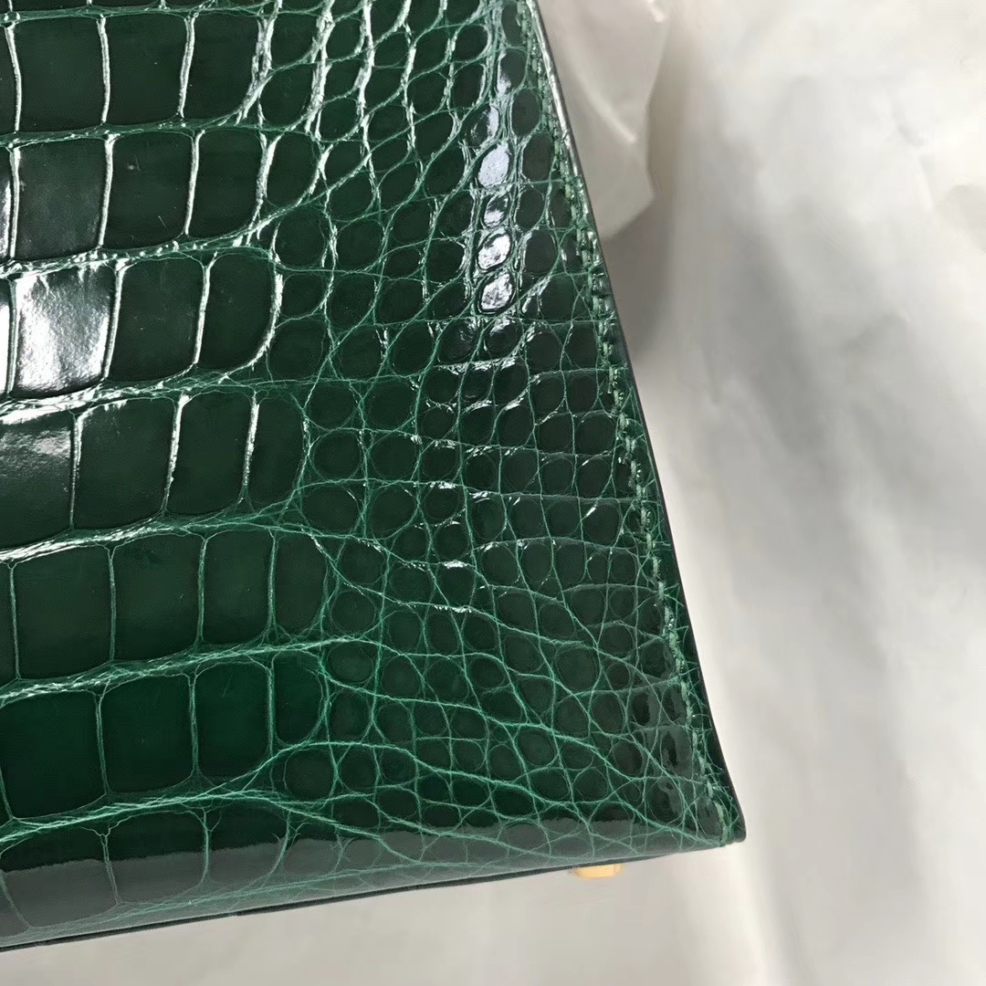 Hermès（爱马仕）Kelly 25cm Alligator shiny 亮面鳄鱼 ck67 祖母绿 金扣 顶级手缝 现货