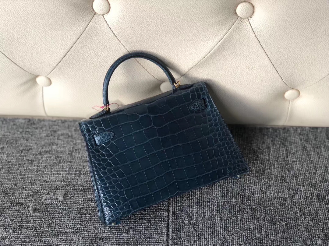 Hermès(爱马仕)Minikelly ll Alligator shiny 亮面鳄鱼 皇家蓝 金扣 顶级手缝 小可爱 现货-拉尔森鳄鱼皮具定制 - 爱马仕包包官网 Hermès(爱马仕)Minikelly ll Alligator shiny 亮面鳄鱼 皇家蓝 金扣 顶级手缝 小可爱 现货
