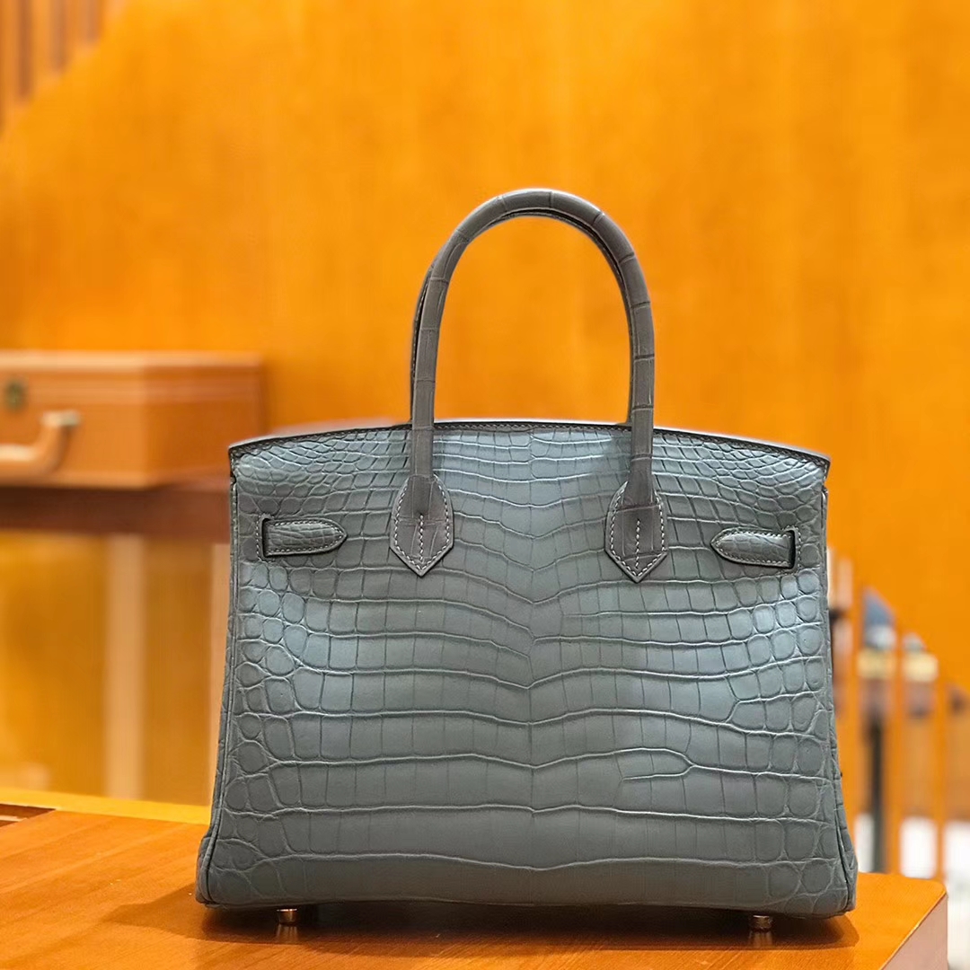 Hermès（爱马仕）Birkin 铂金包 尼罗鳄鱼皮 铁灰色 30cm