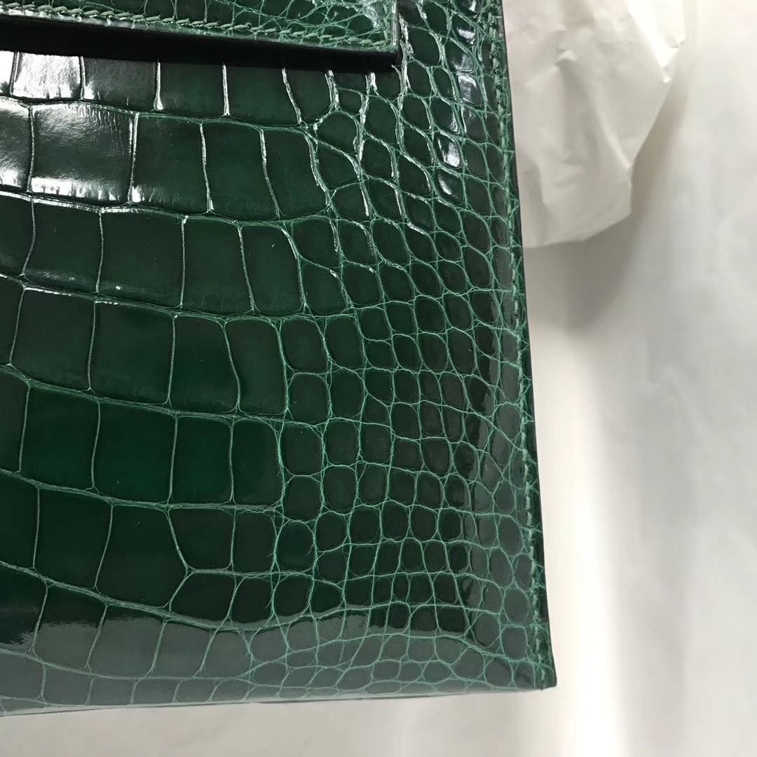 Hermès（爱马仕）Kelly 25cm Alligator shiny 亮面鳄鱼 ck67 祖母绿 金扣 顶级手缝 现货